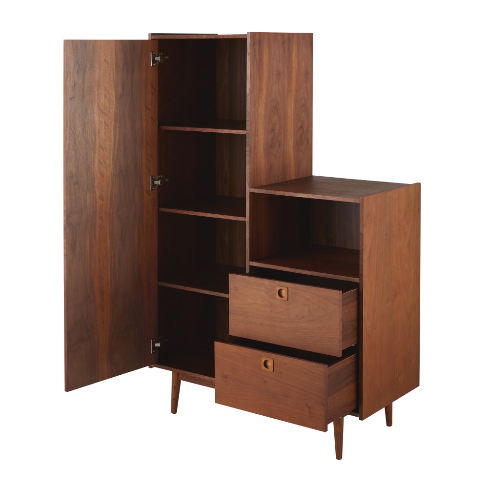 Armoire vintage 1 porte battante 2 tiroirs marron L101 — vue 3