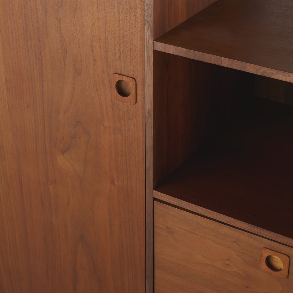 Armoire vintage 1 porte battante 2 tiroirs marron L101 — vue 4