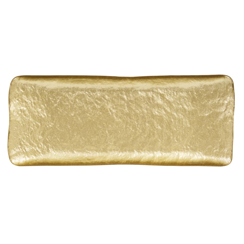 Plat à bûche en verre doré