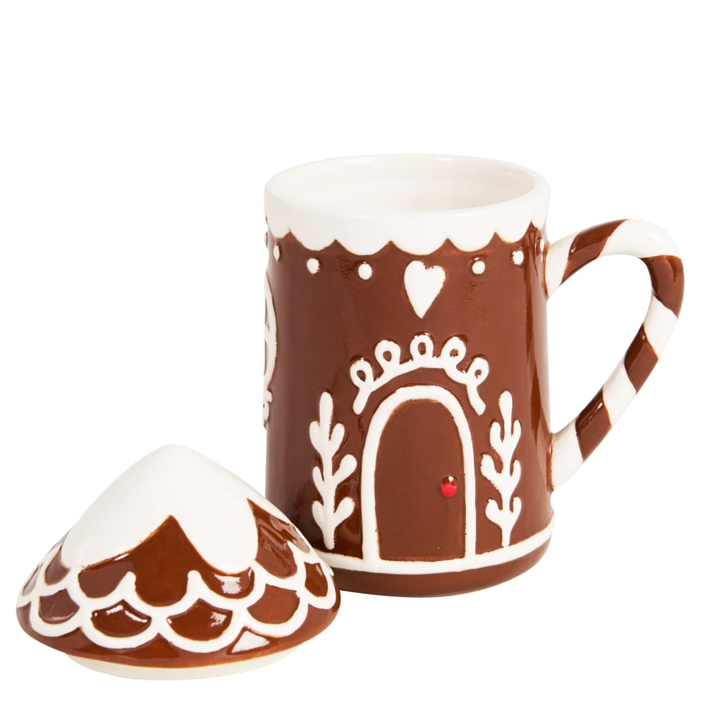 Mug avec couvercle en grès marron et blanc - Maisons du Monde