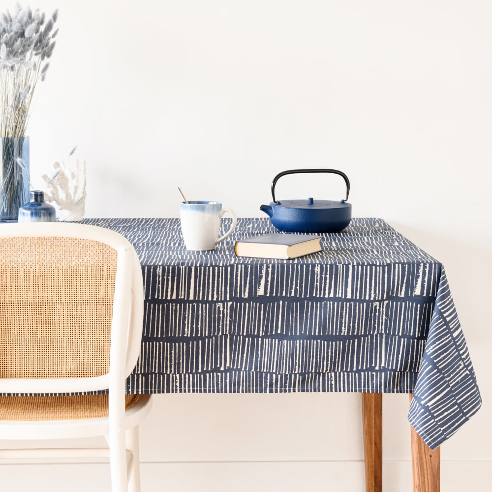 Nappe en coton enduit imprimé bicolore150x250