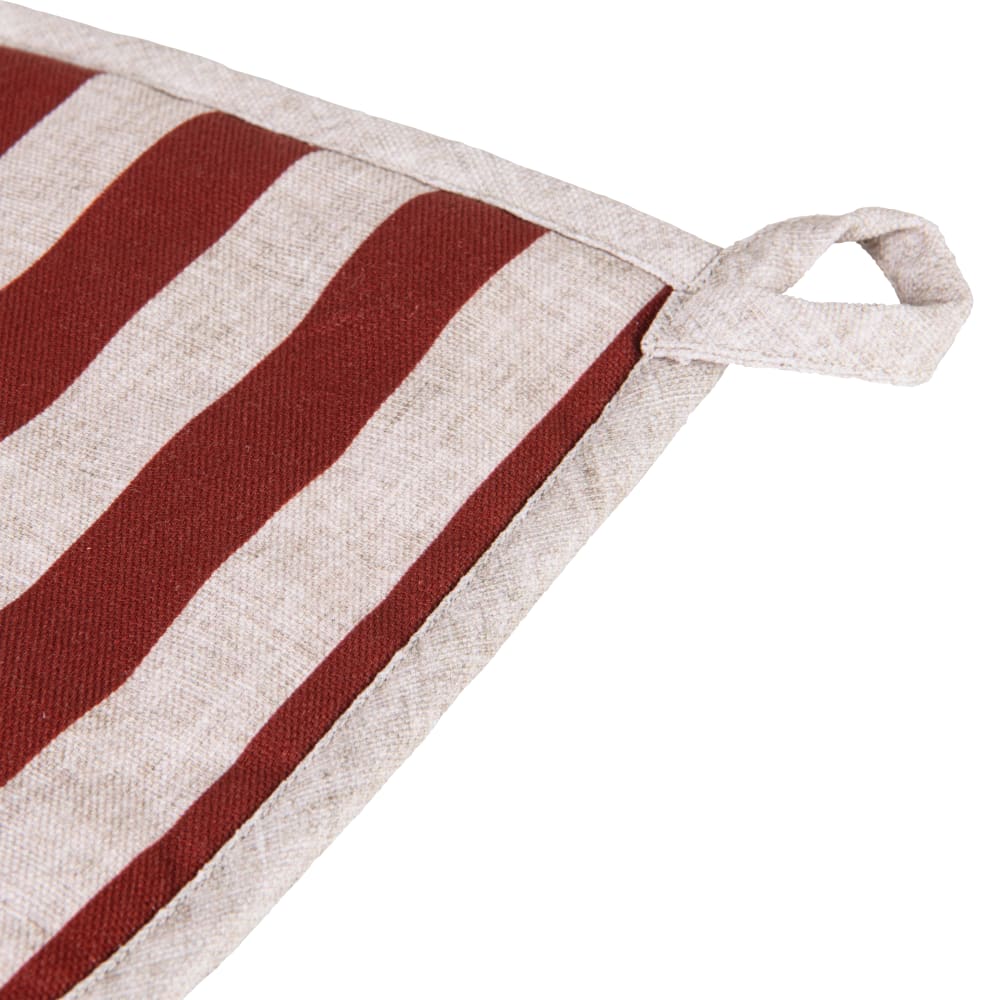 Topflappen aus Baumwolle, beige und bordeauxrot 20x20cm - Maisons