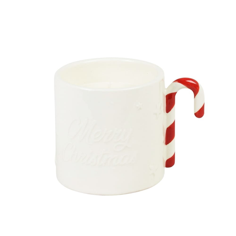 Bougie de Noël parfumée en céramique blanche et rouge
