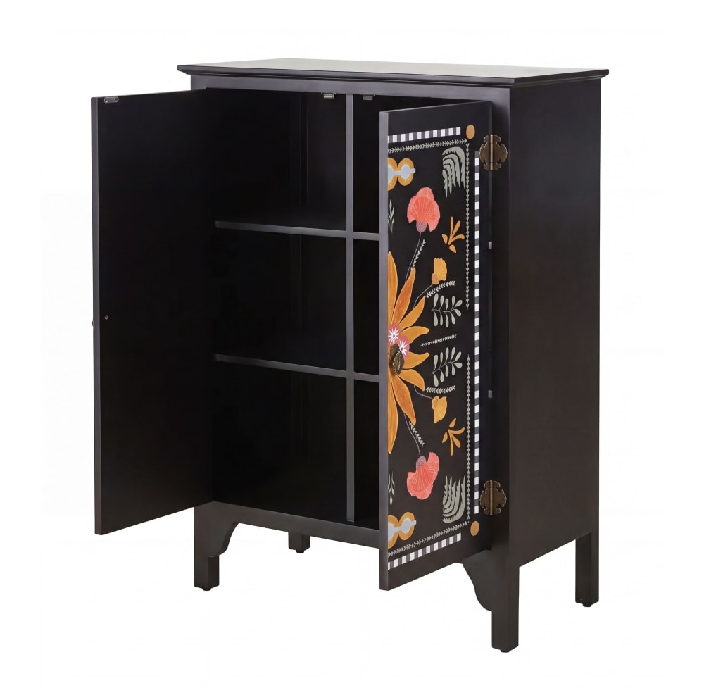 Cabinet 2 portes noir à motif — vue 3