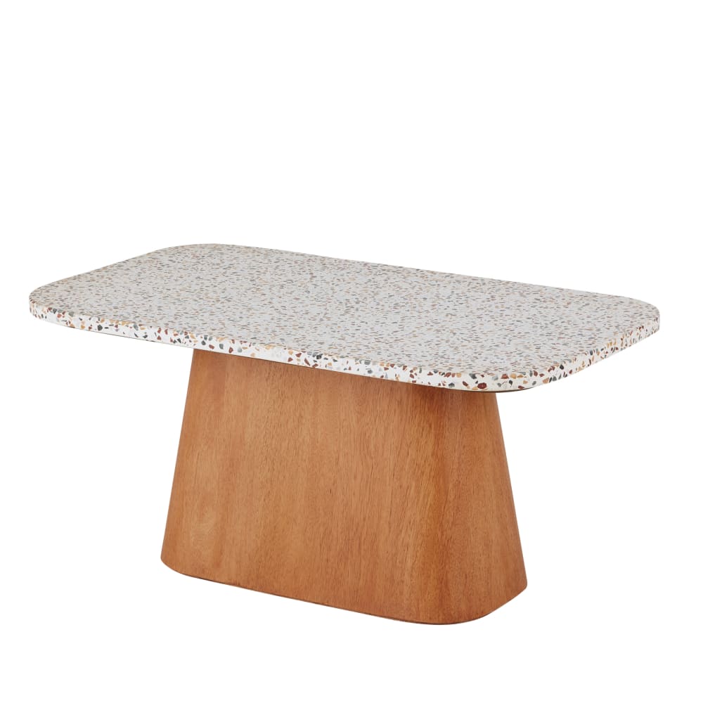 Table basse effet terrazzo et placage en bois de manguier L95 — vue 3