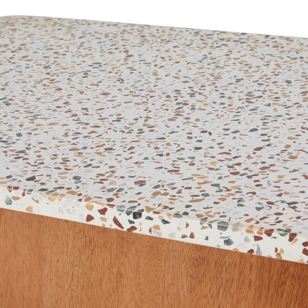 Table basse effet terrazzo et placage en bois de manguier L95 — vue 4