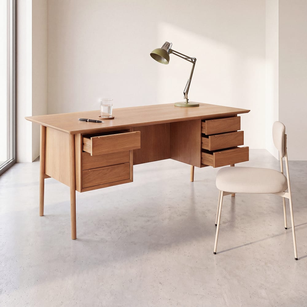 Bureau en chêne massif, L166 cm