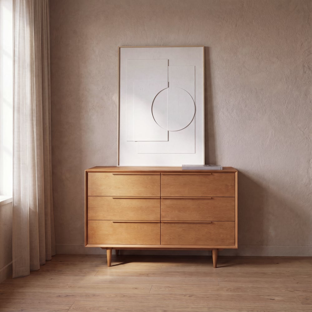 Commode double 6 tiroirs, L125 cm Commode double 6 tiroirs, L125 cm