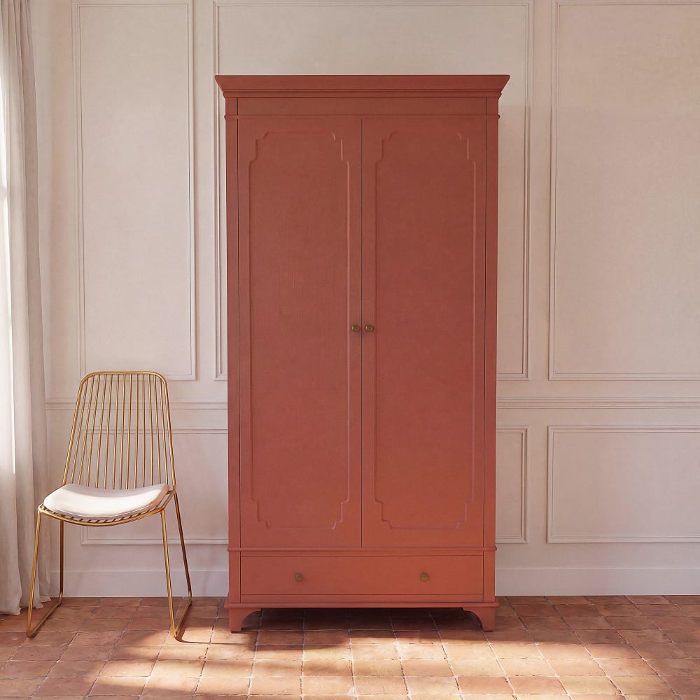 Armoire 2 portes 1 tiroir terracotta, L104 cm