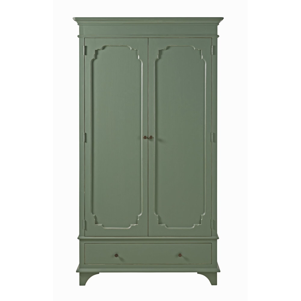 Armoire 2 portes 1 tiroir vert kaki, L104 cm — vue 3