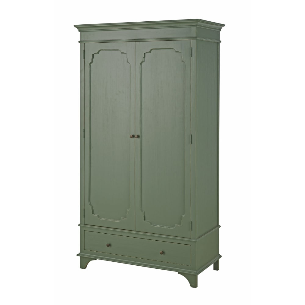 Armoire 2 portes 1 tiroir vert kaki, L104 cm — vue 4
