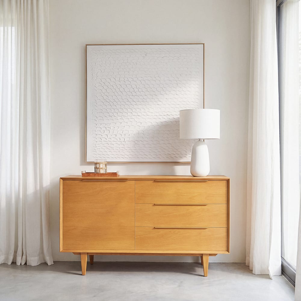 Buffet en bois de chêne massif et placage chêne, L130 cm