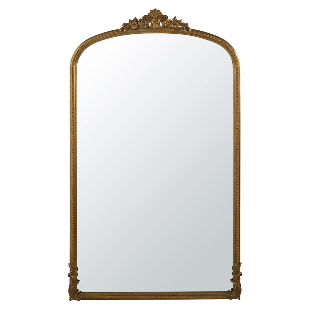 Grand miroir rectangulaire doré effet vieilli, 119x194 cm