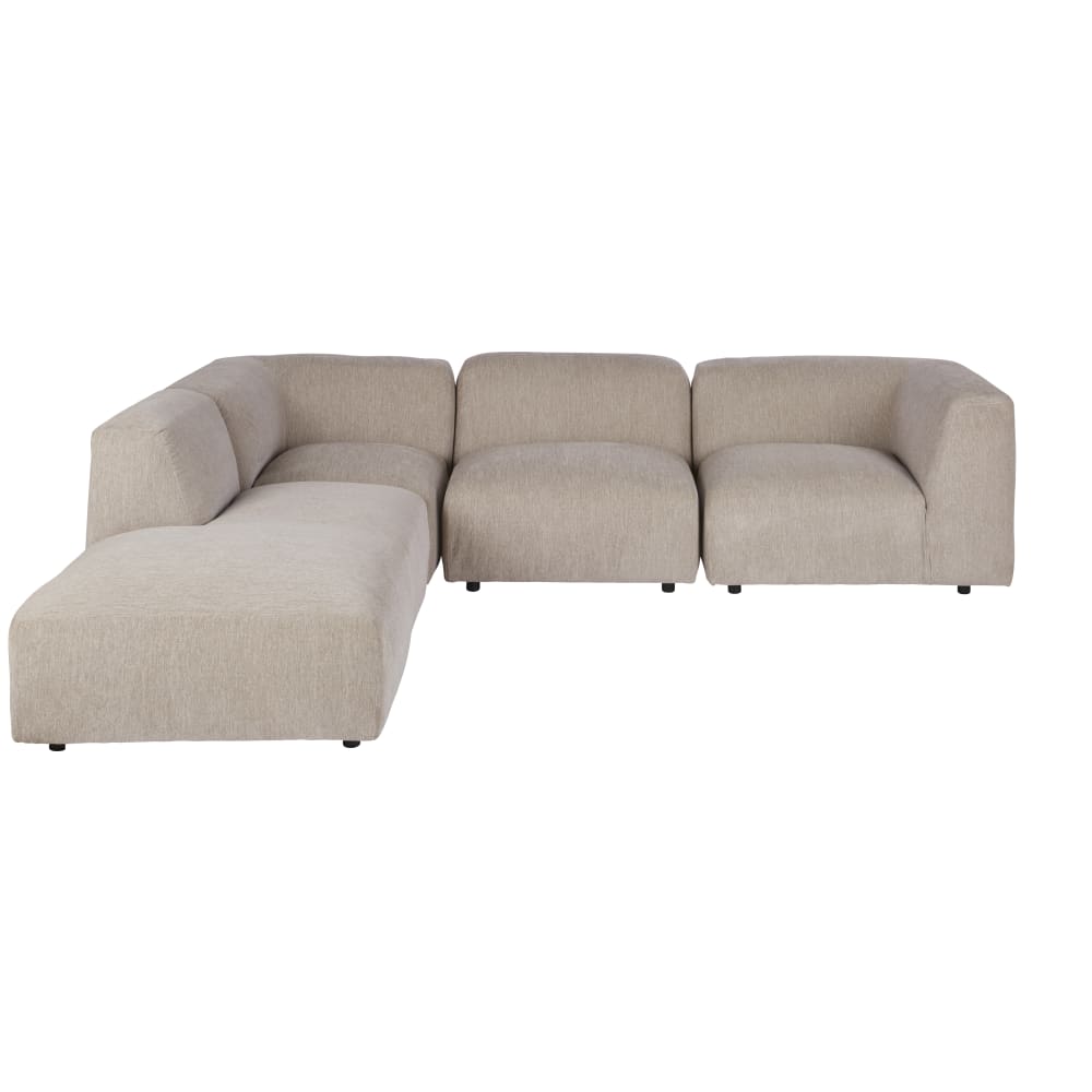 Canapé d'angle gauche 4/5 places beige chiné