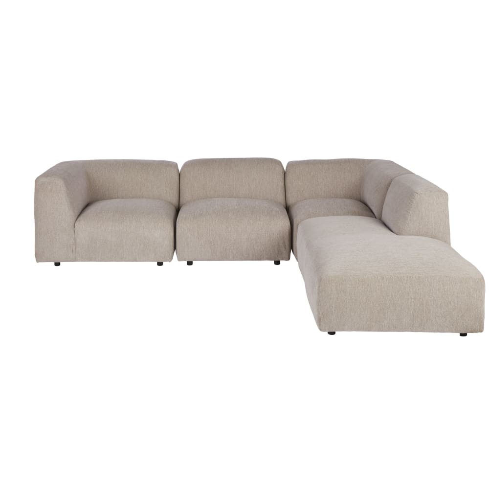 Canapé d'angle droit 4/5 places beige chiné