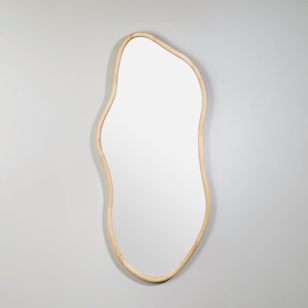 Miroir organique en bois d'hévéa, 45x100 cm
