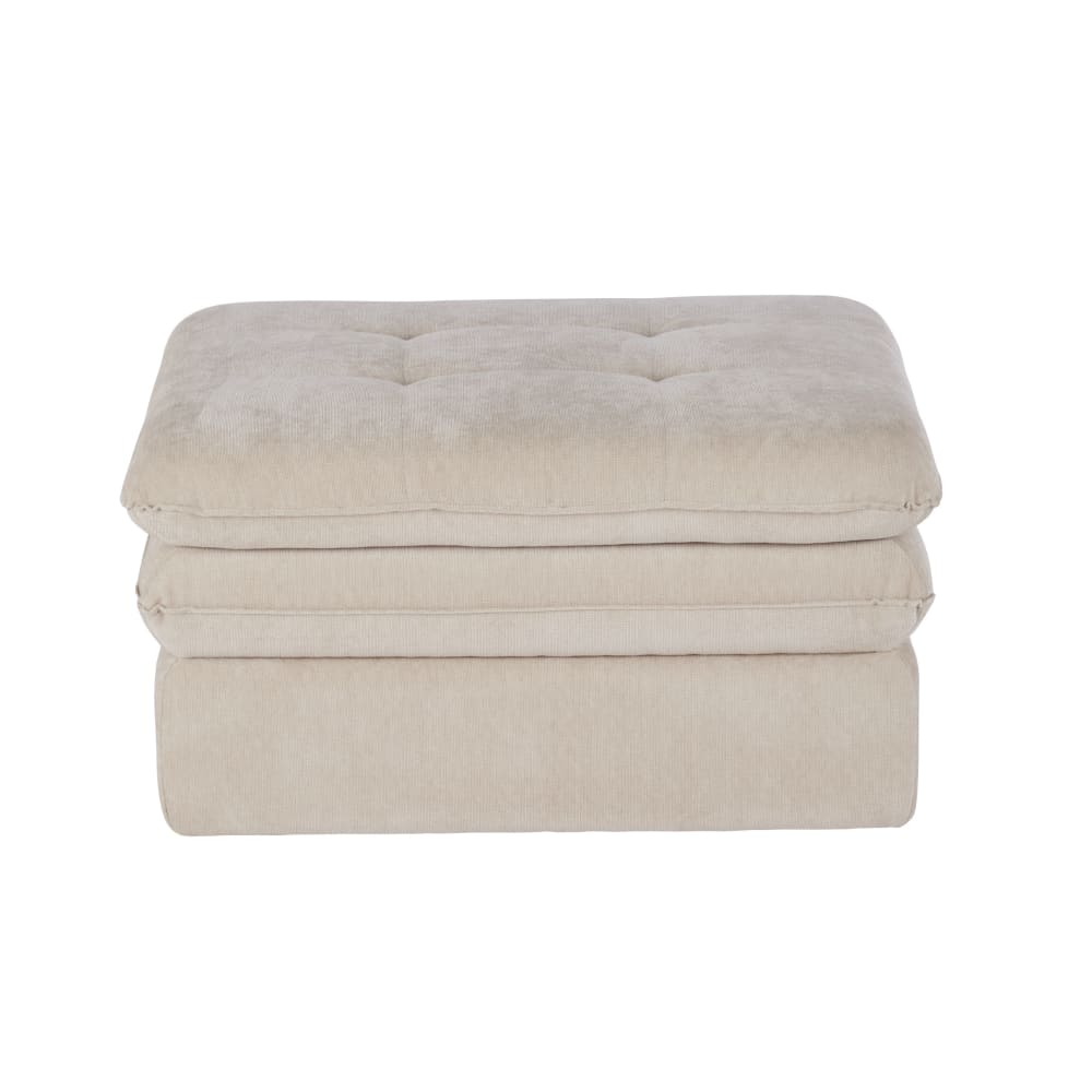 Pouf-coffre en tissu polyester recyclé beige