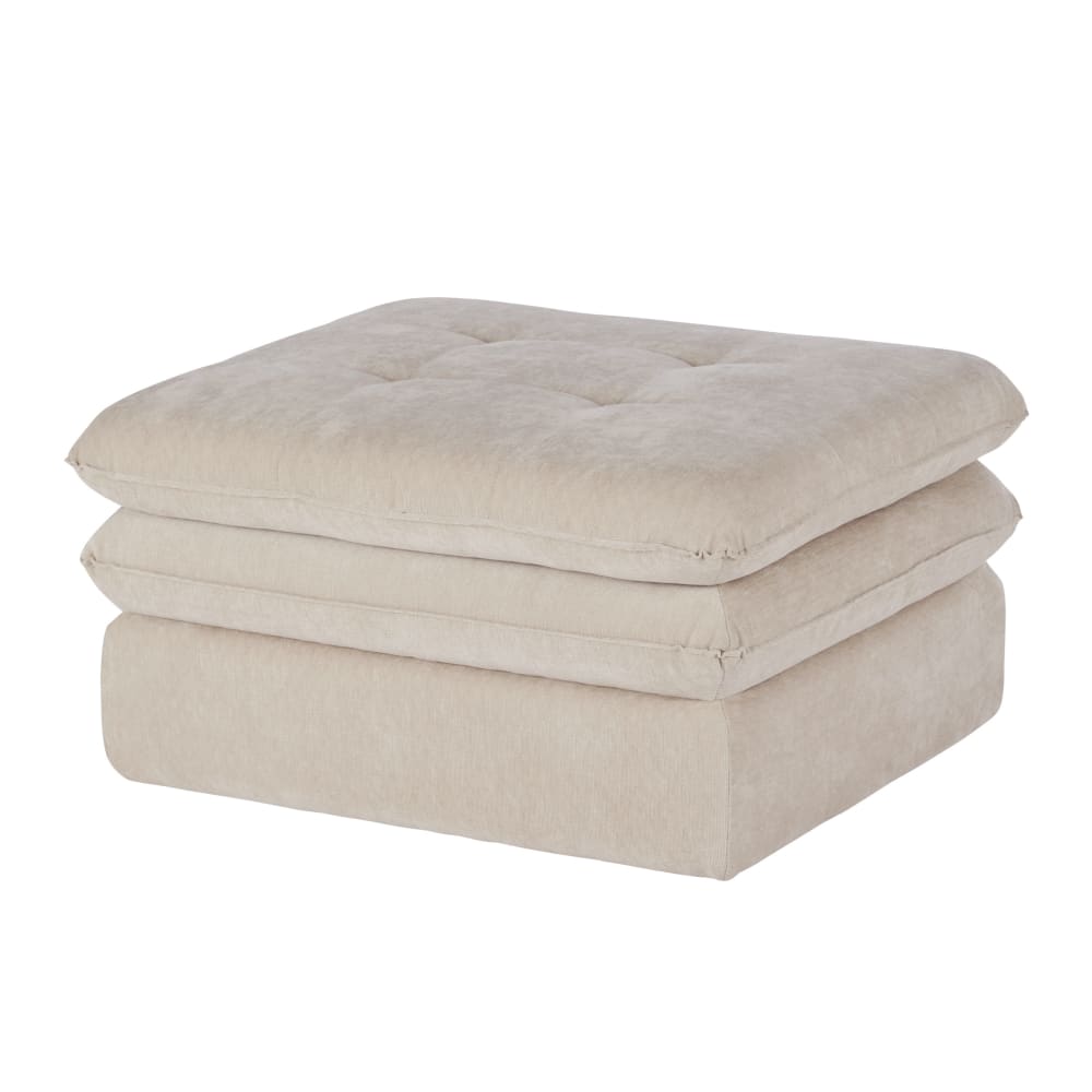 Pouf-coffre en tissu polyester recyclé beige — vue 3
