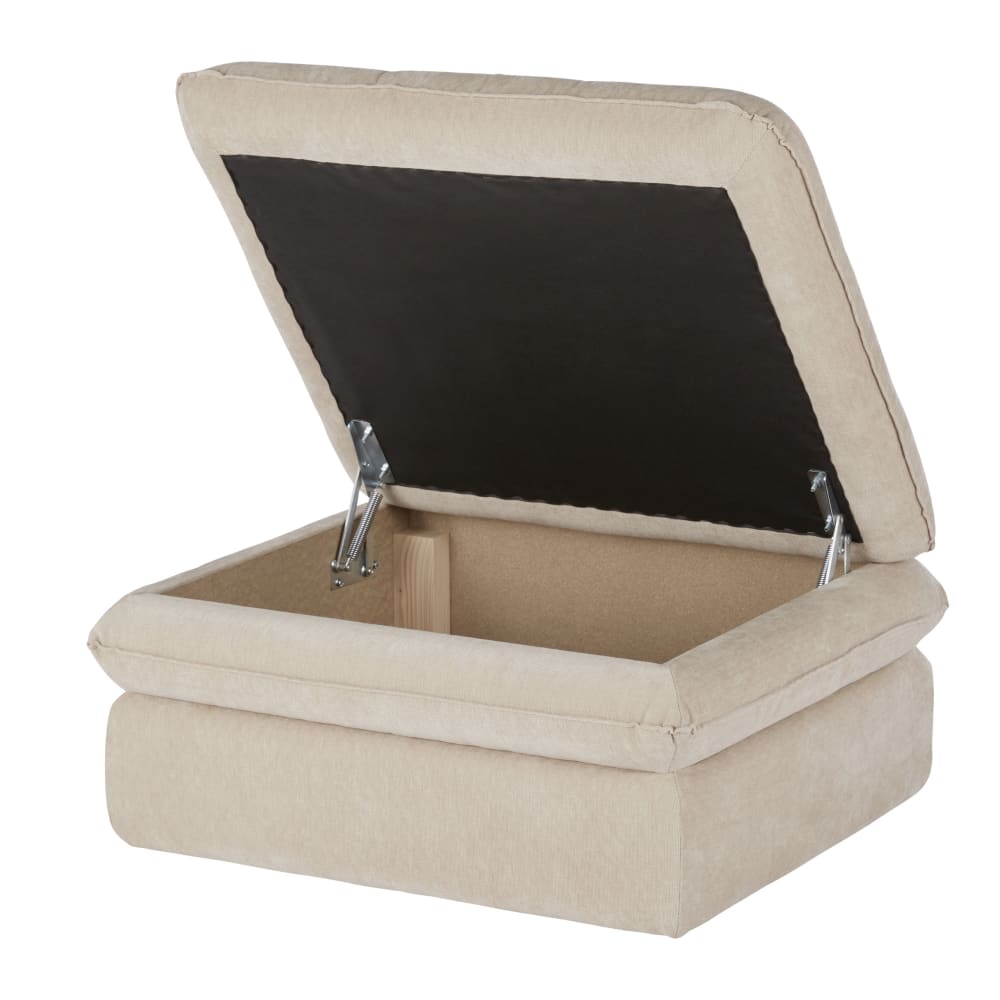 Pouf-coffre en tissu polyester recyclé beige — vue 4