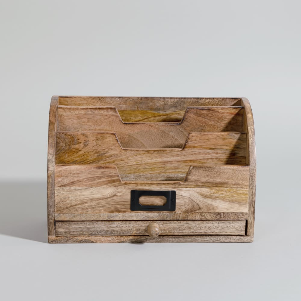 Porte-courrier en bois de manguier