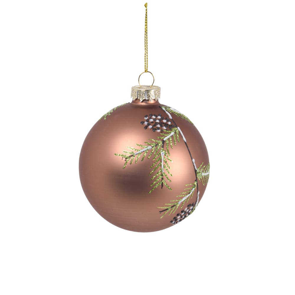 Adorno de Navidad marrón con hojas verdes