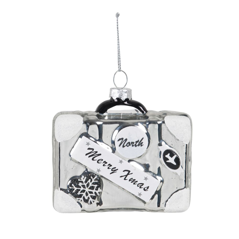 Bolade Navidad en forma de maleta plateada