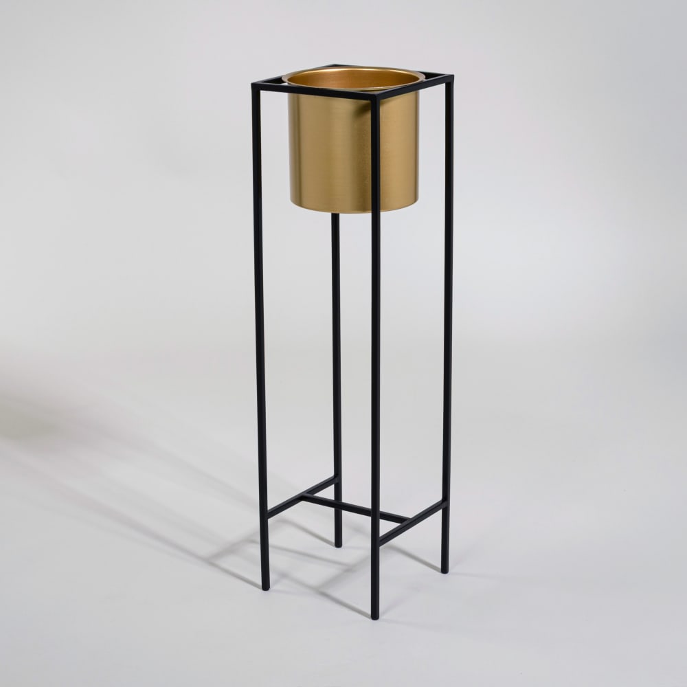 Cache pot en fer forgé noir et doré — vue 3