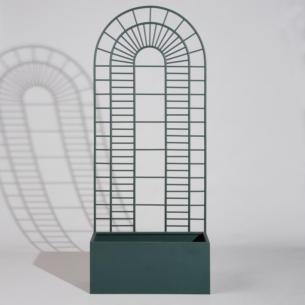 Jardinière avec arche en acier vert