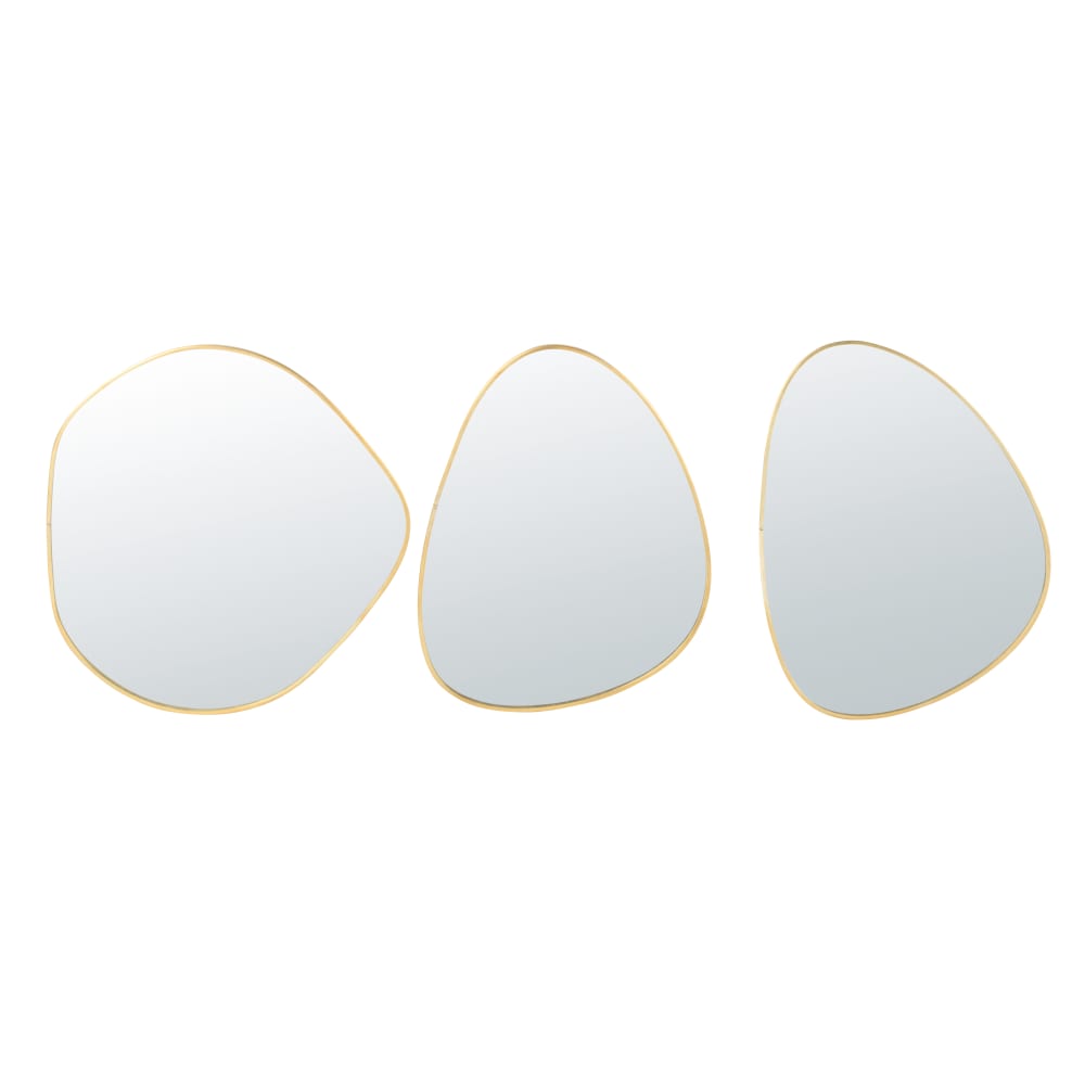 Miroirs organiques en métal doré (x3)
