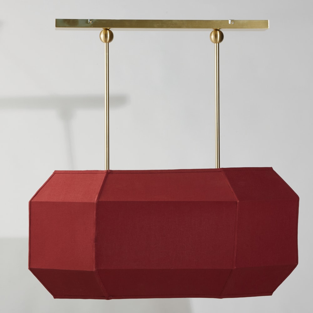 Suspension en polyester recyclé bordeaux et rampe dorée