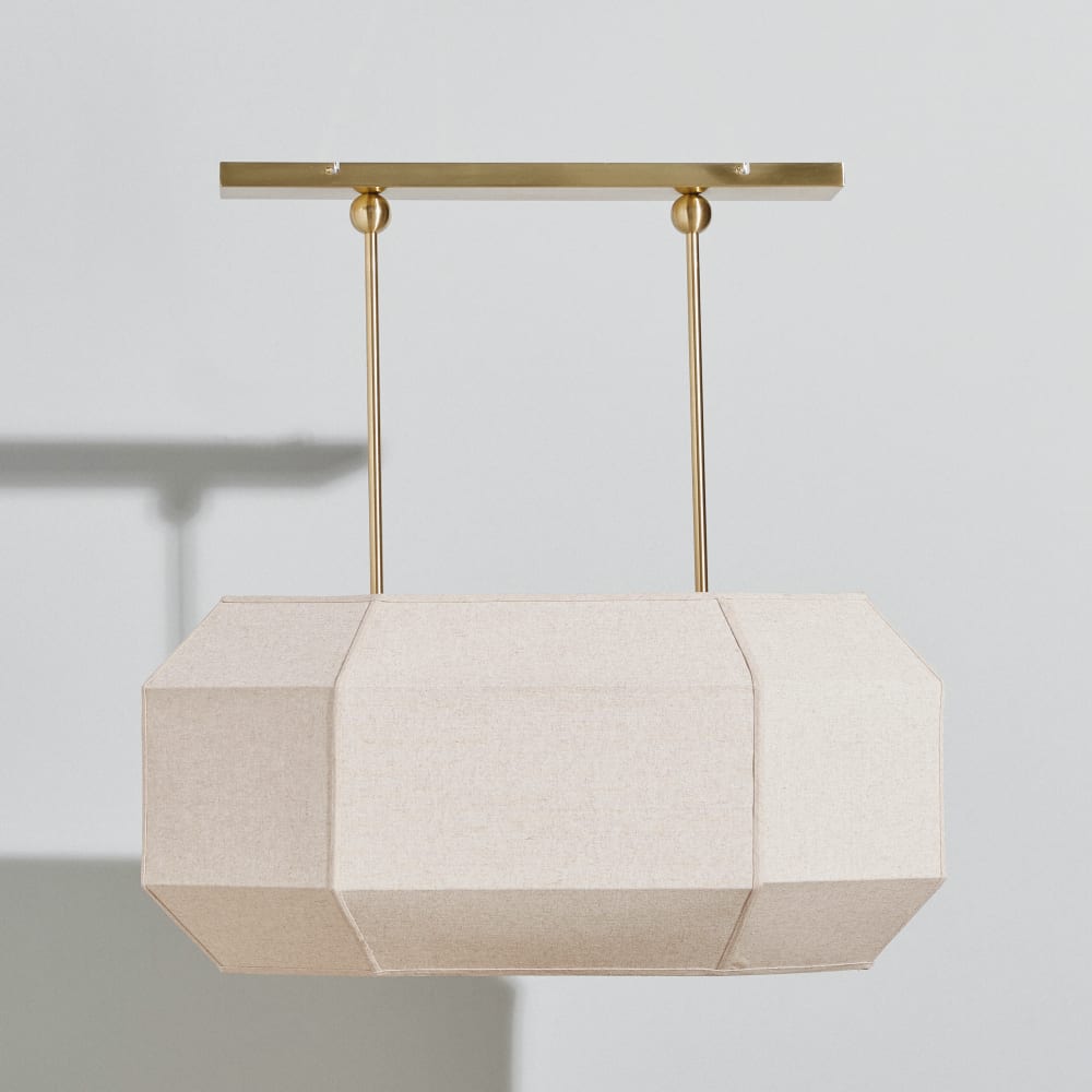 Suspension rampe en polyester recyclé crème et acier doré
