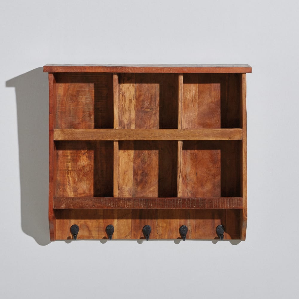 Etagère murale en bois de sal et fonte