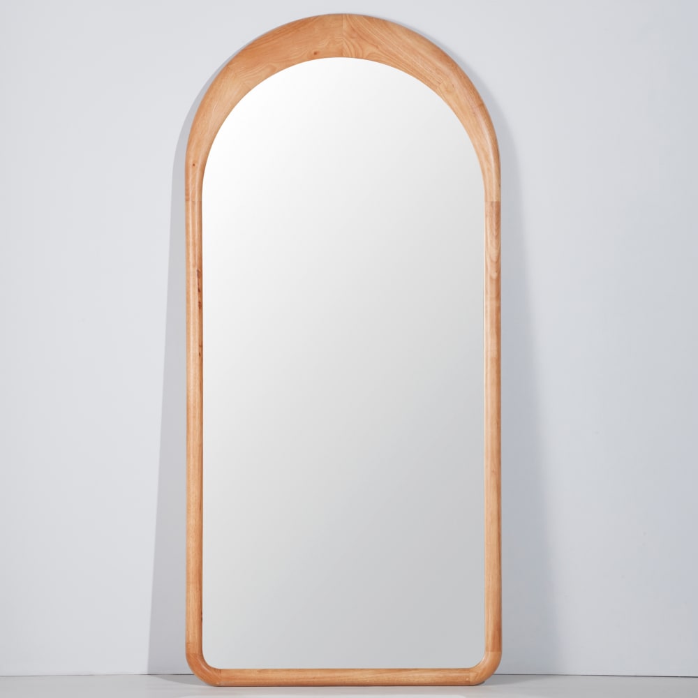 Grand miroir arche en bois d'hévéa 89x190