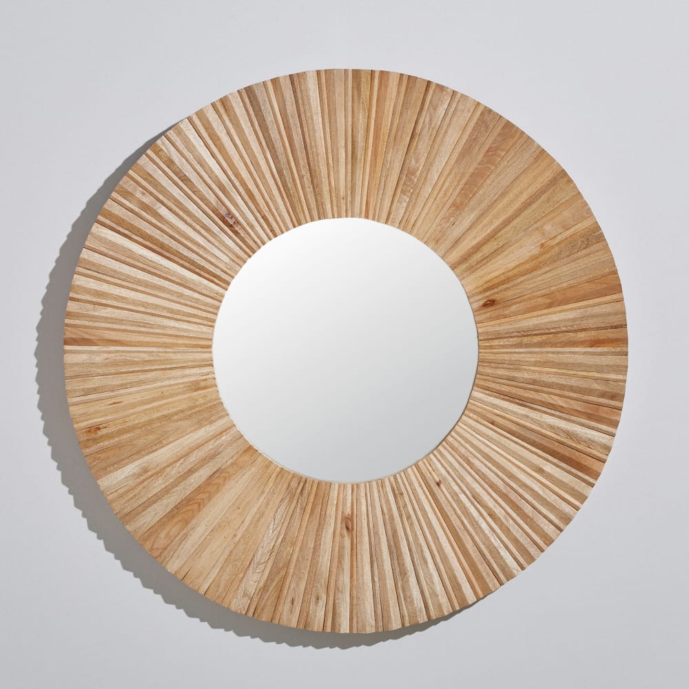 Miroir rond en bois de manguier D122