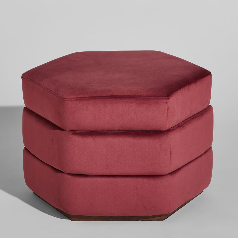Pouf en velours de polyester bordeaux