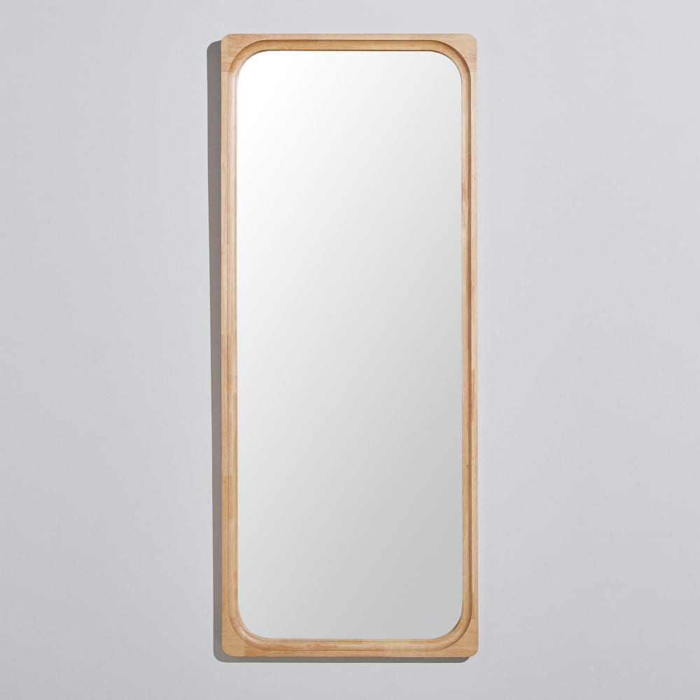 Grand miroir rectangulaire en bois d'hévéa 70x170