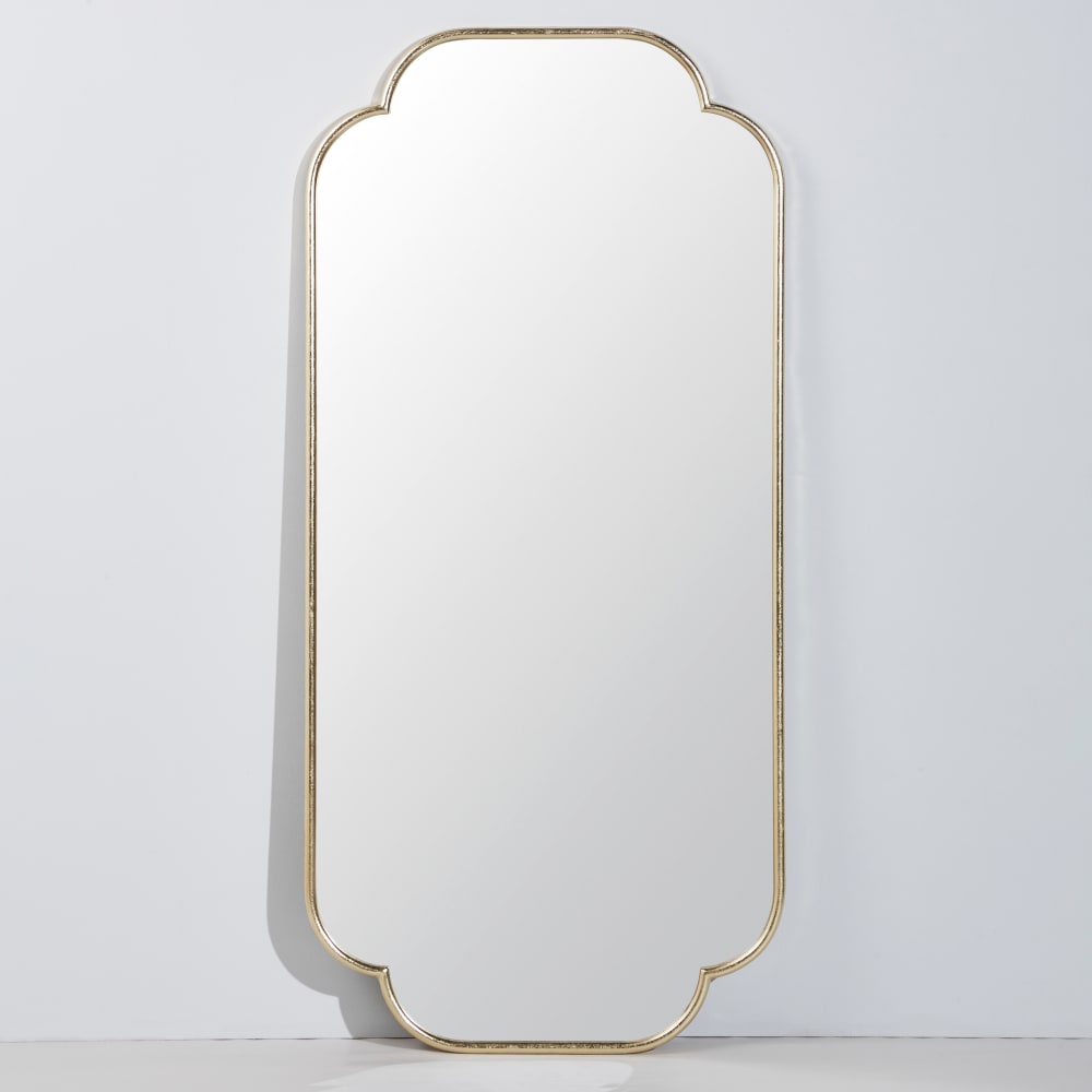 Grand miroir destructuré en aluminium doré 70x150