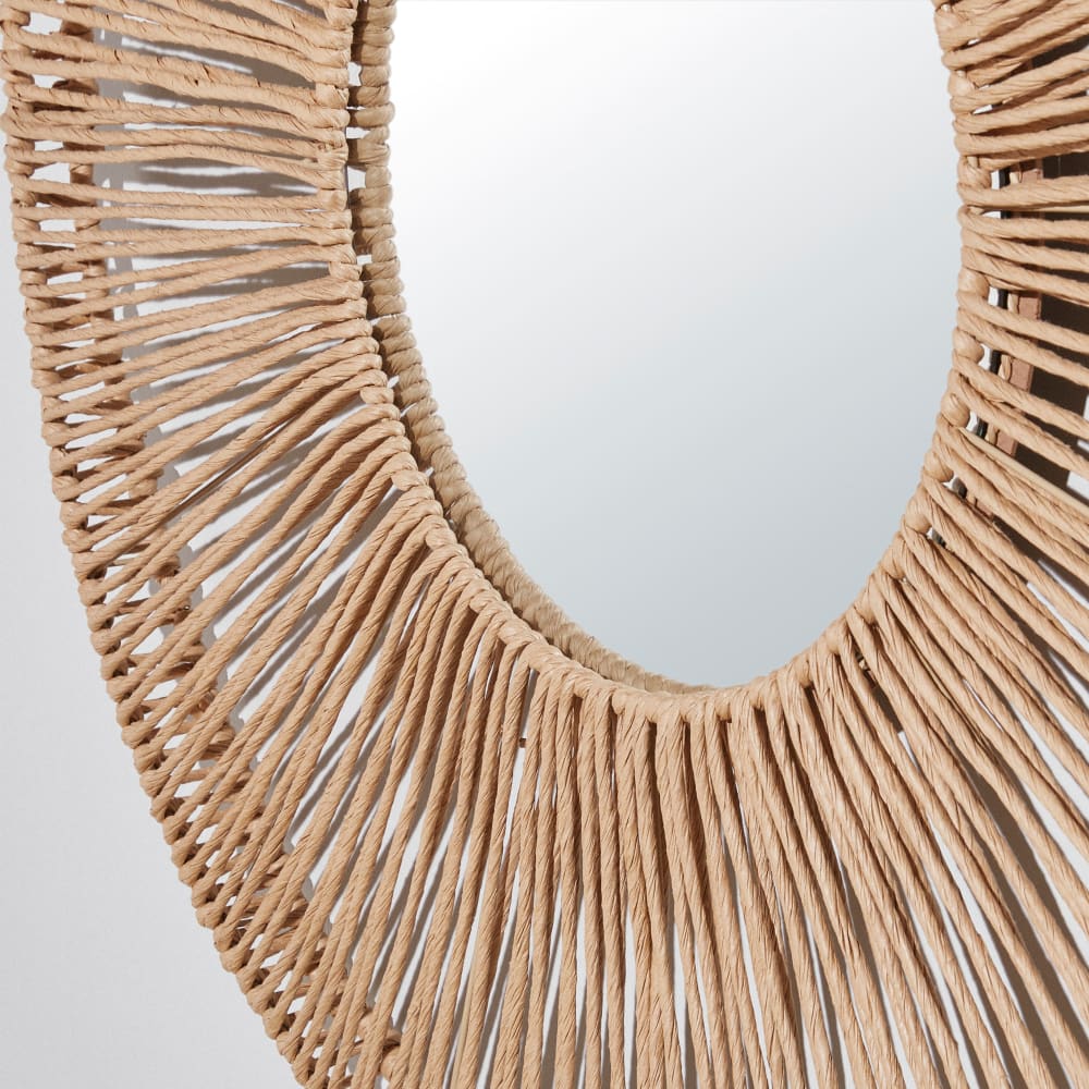 Miroir rond en papier tressé beige D100 - Maisons du Monde
