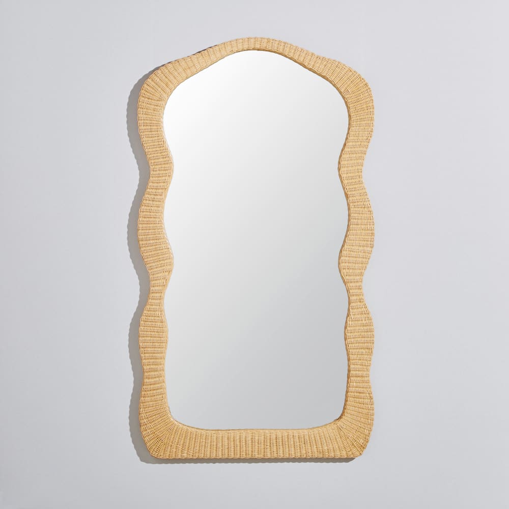 Grand miroir déstructuré en rotin tressé 90x160