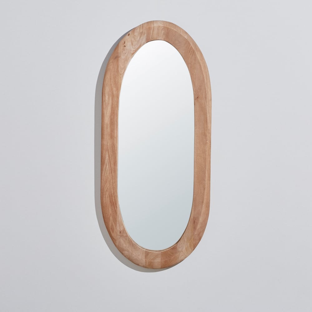 Miroir ovale en bois de manguier 67x151