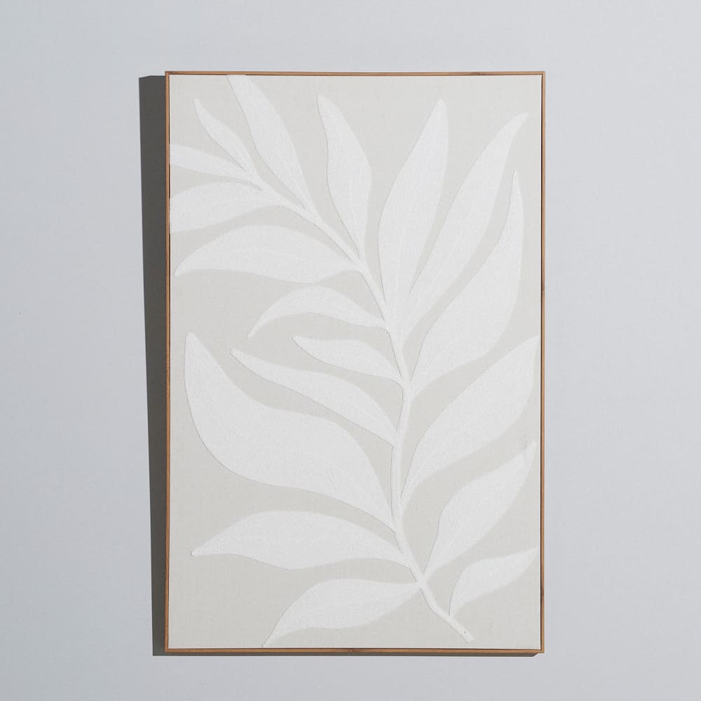 cuadro beige con motivo de hoja 65x100 cm