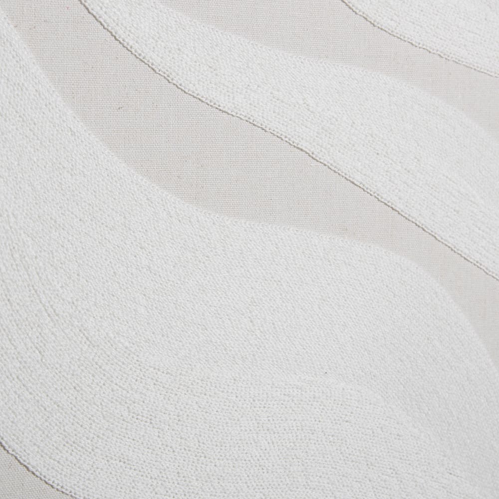 Déco murale toile beige motif feuille blanche 65x100