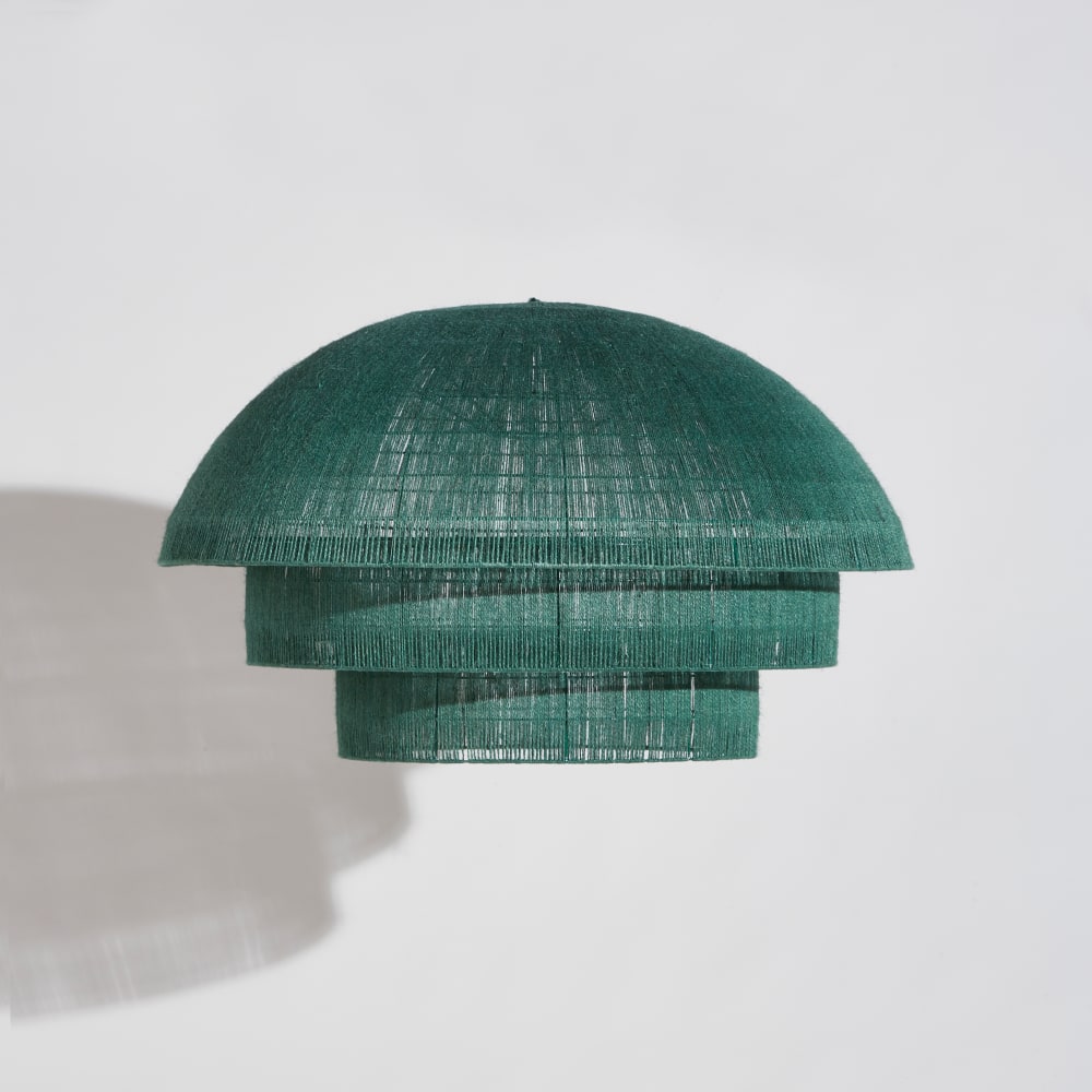 Suspension non électrifée dôme en jute tressé vert