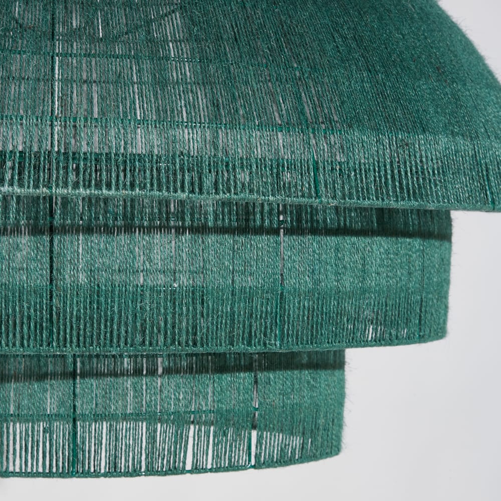 Suspension non électrifée dôme en jute tressé vert