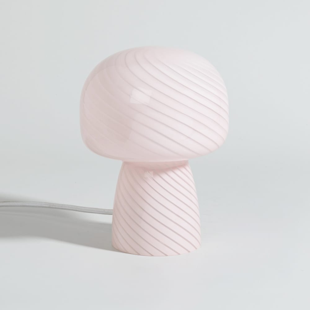 Lampe champignon en verre rose