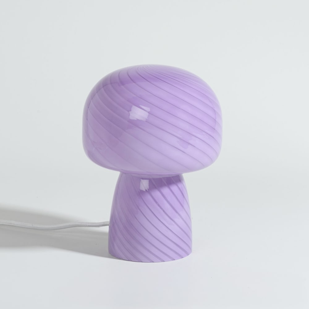 Lampe champignon en verre violet