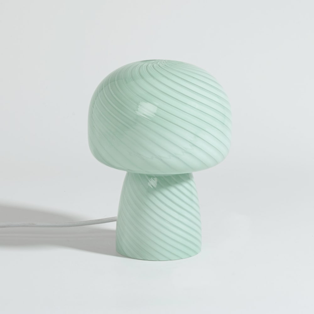 Lampe champignon en verre vert