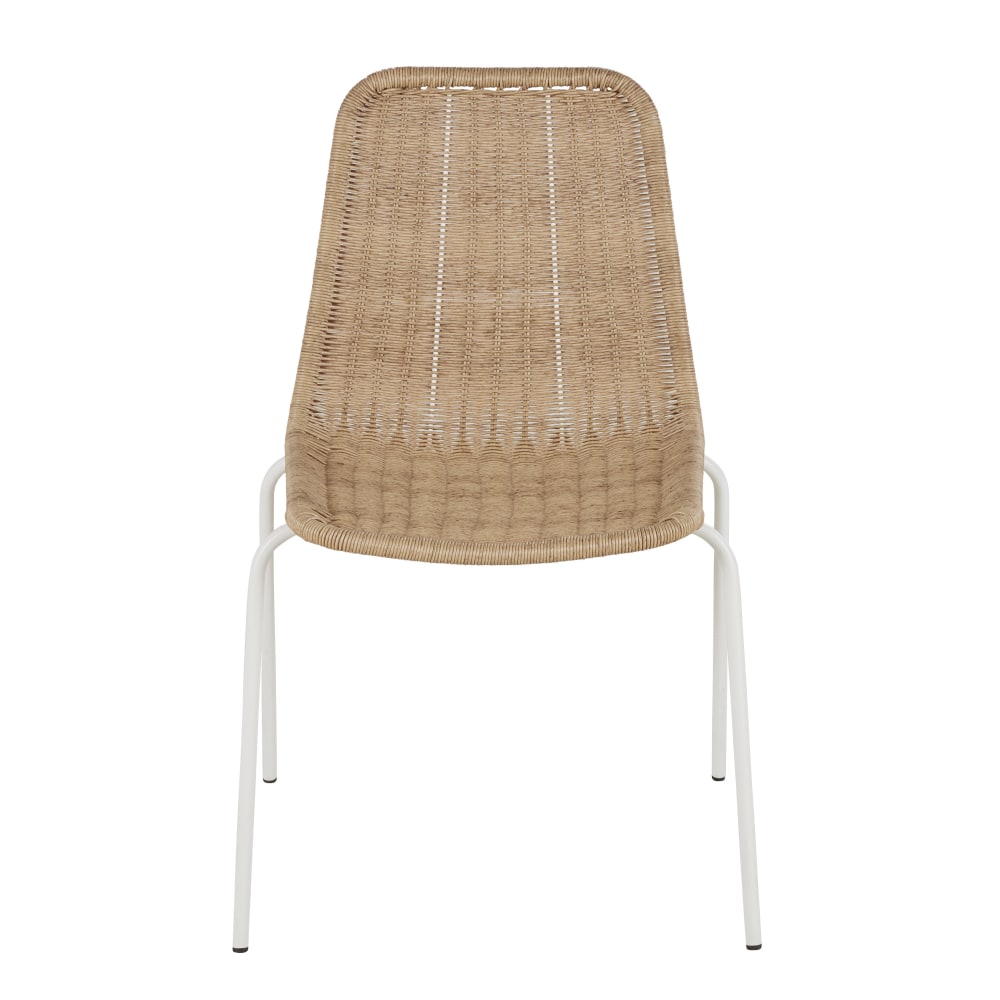 Chaise de jardin en résine recyclée imitation rotin et acier blanc — vue 3