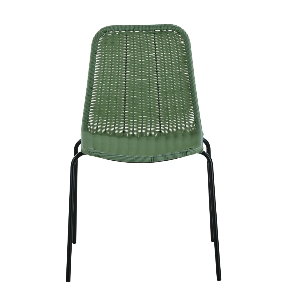 Chaise de jardin en résine recyclée vert kaki et acier noir — vue 3