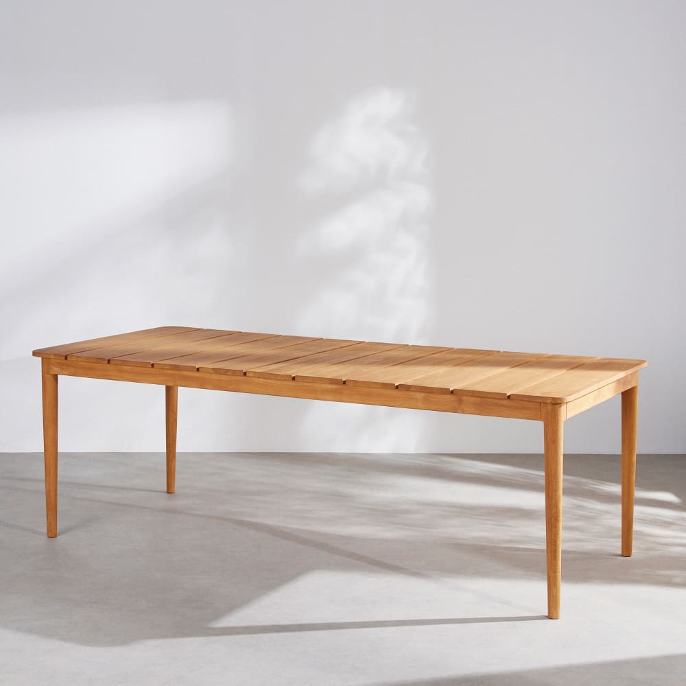 Table de jardin en bois de teck, 8 personnes, L220 cm